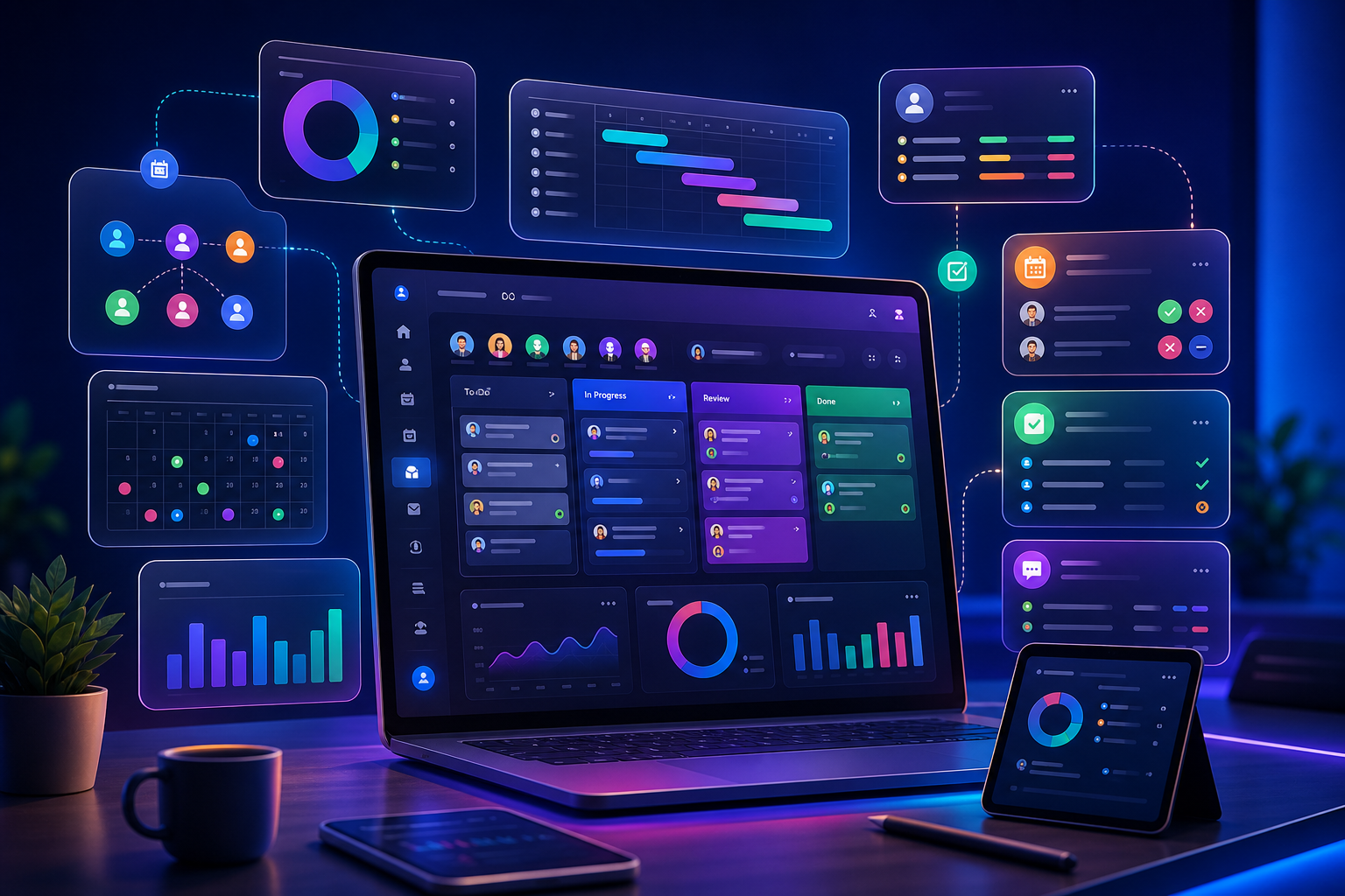 Colorful Bitroxia PMS project management workspace visual